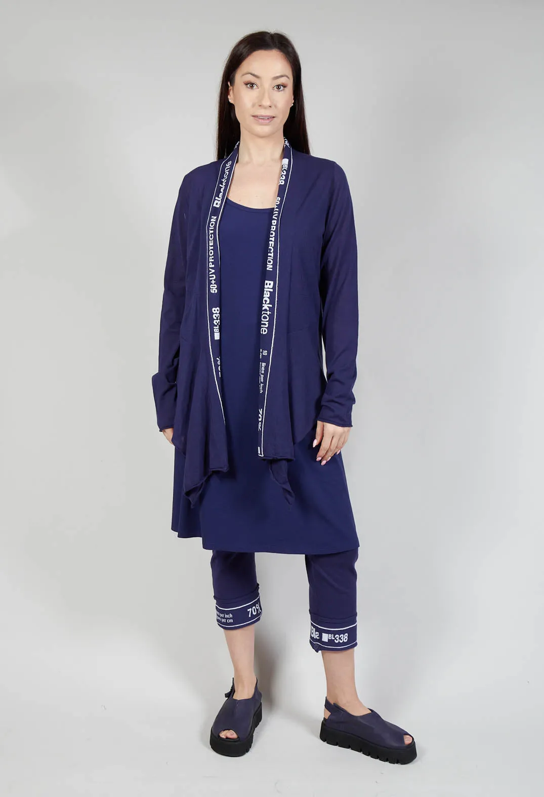 Cardigan with Lettering Detail in Azur Jacquard