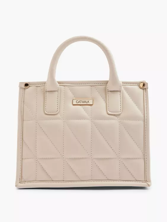 Catwalk  Beige Quilted Tote Bag with Adjustable Shoulder Strap