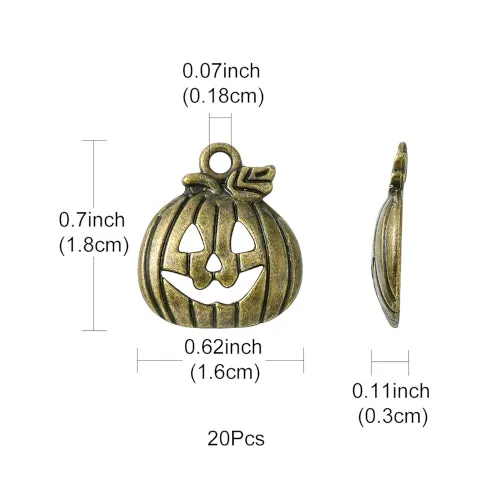 Charms, Tibetan Style, Single-Sided, Halloween, Jack-O-Lantern, Antique Bronze, Alloy, 18mm