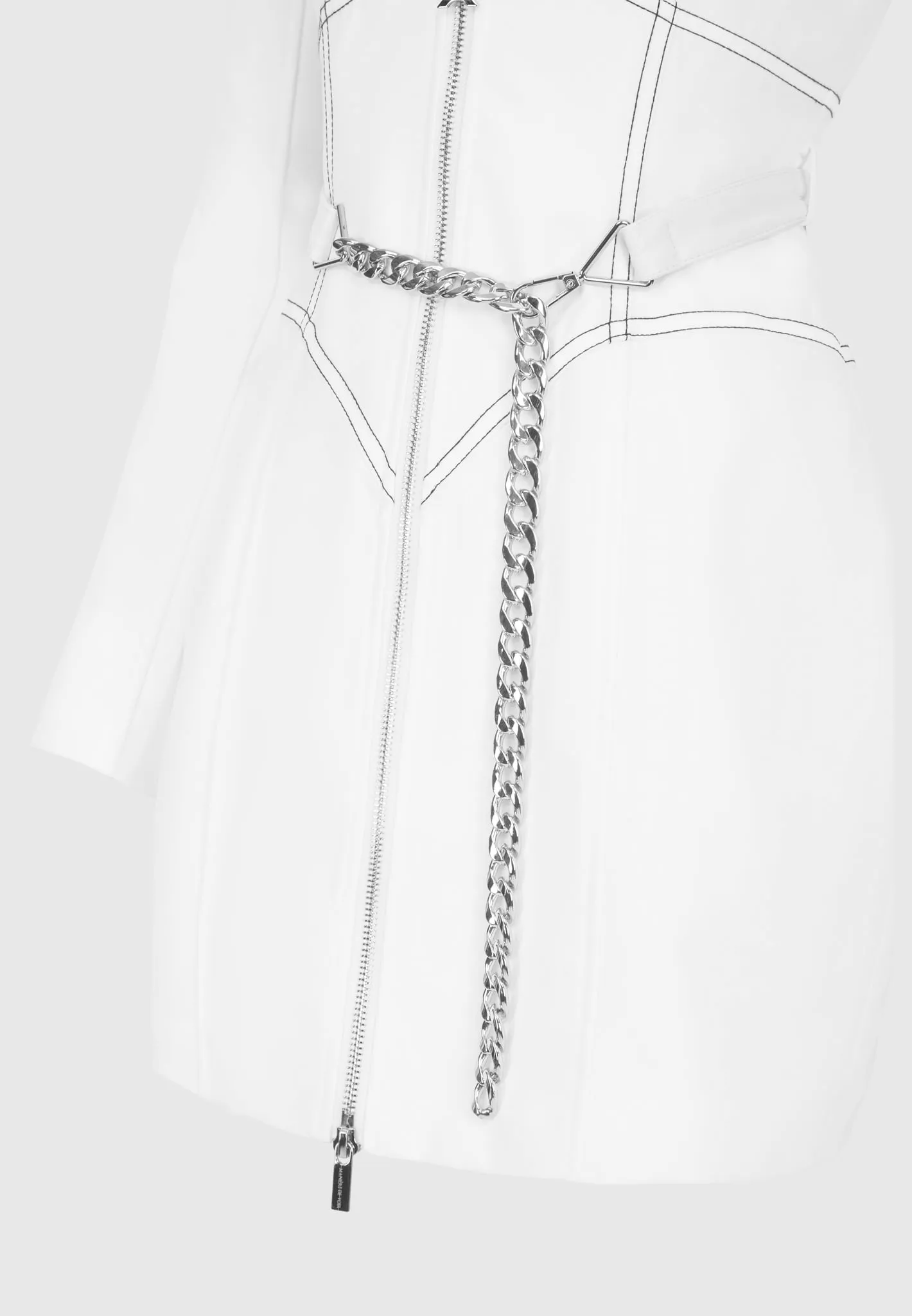 Corset Blazer Dress with Chain - White