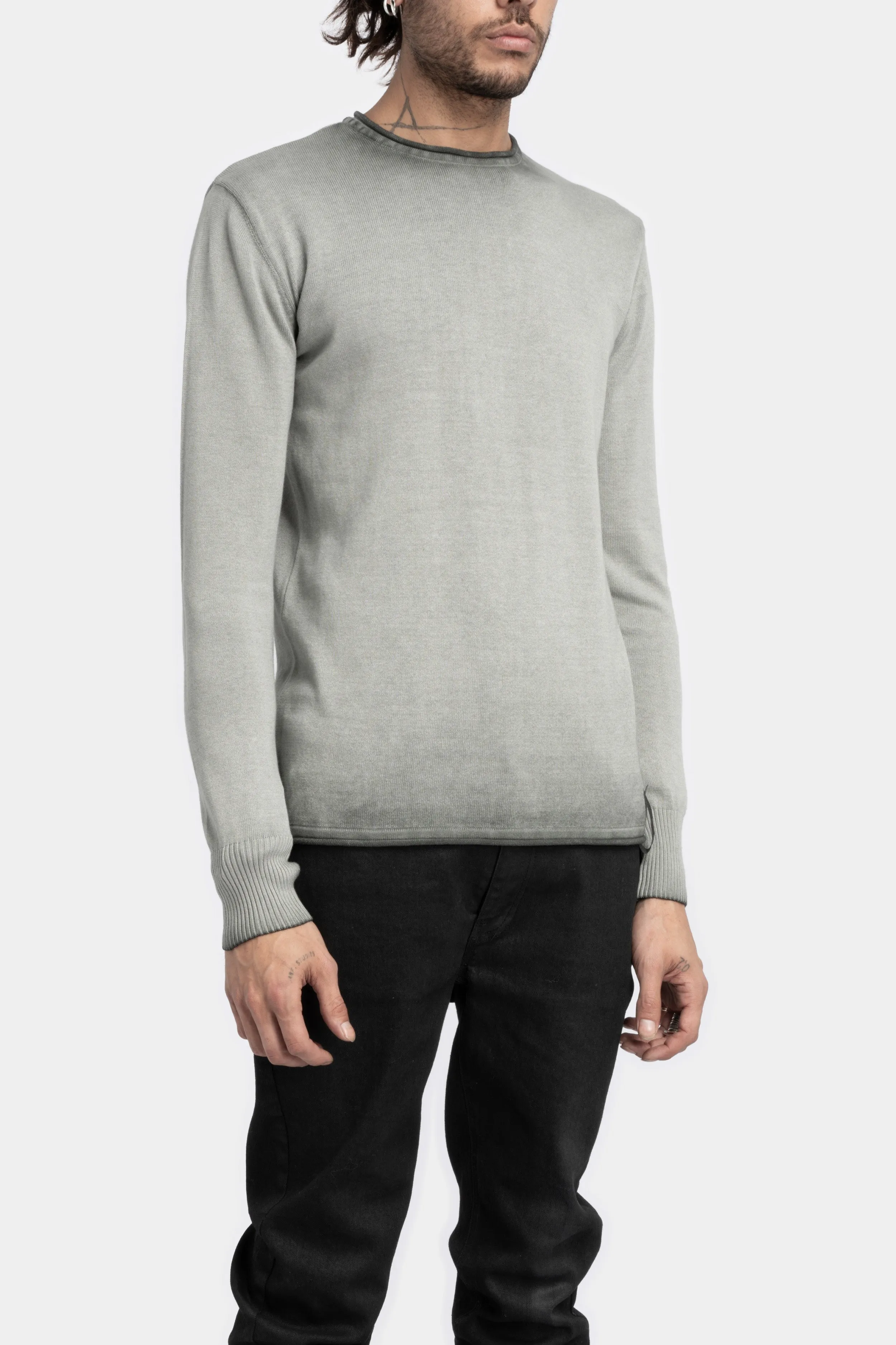 Cotton knit sweater, Petrol grey