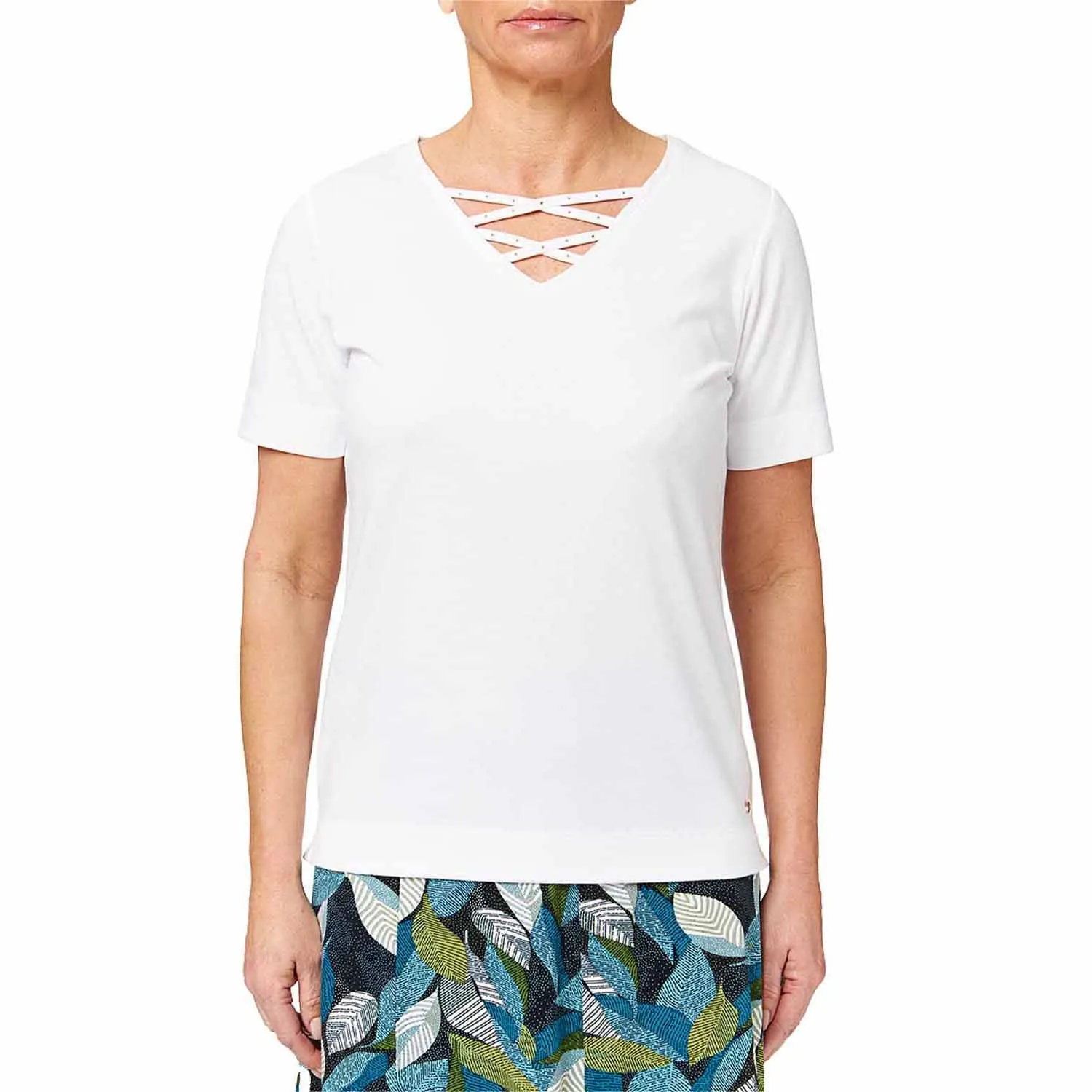 Criss-Cross Soft V-Neck Top - White