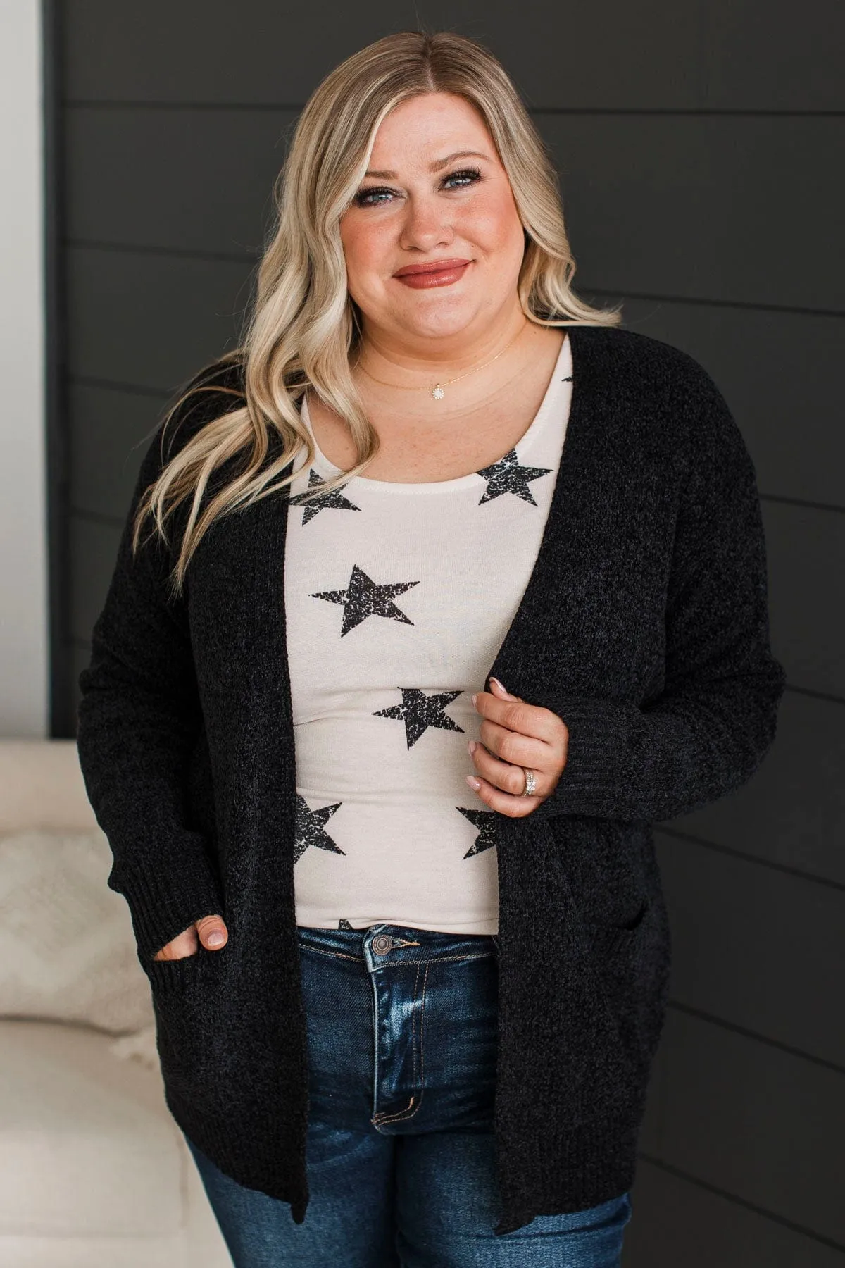 Cuddle Up To You Knit Cardigan- Black