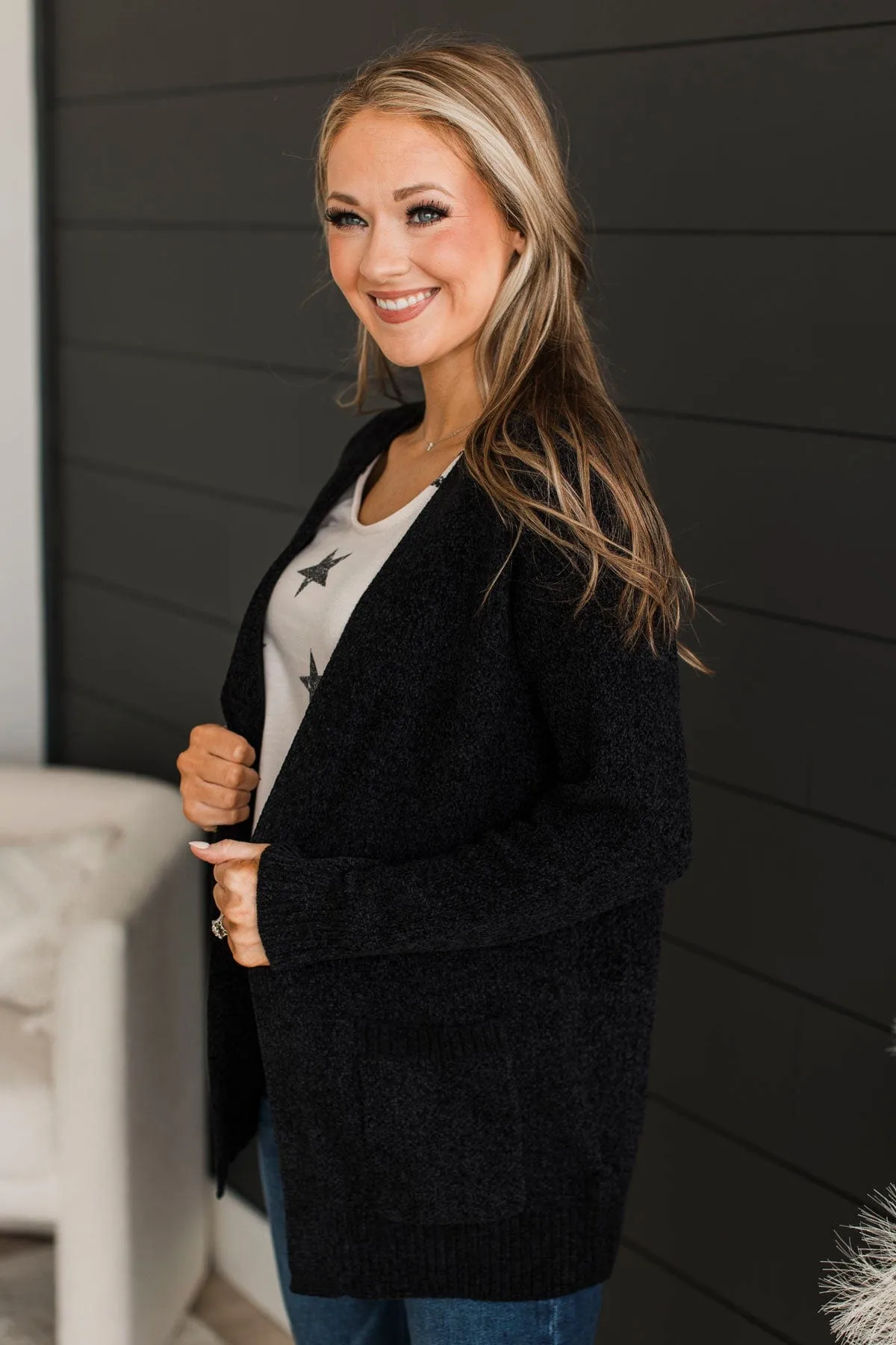 Cuddle Up To You Knit Cardigan- Black