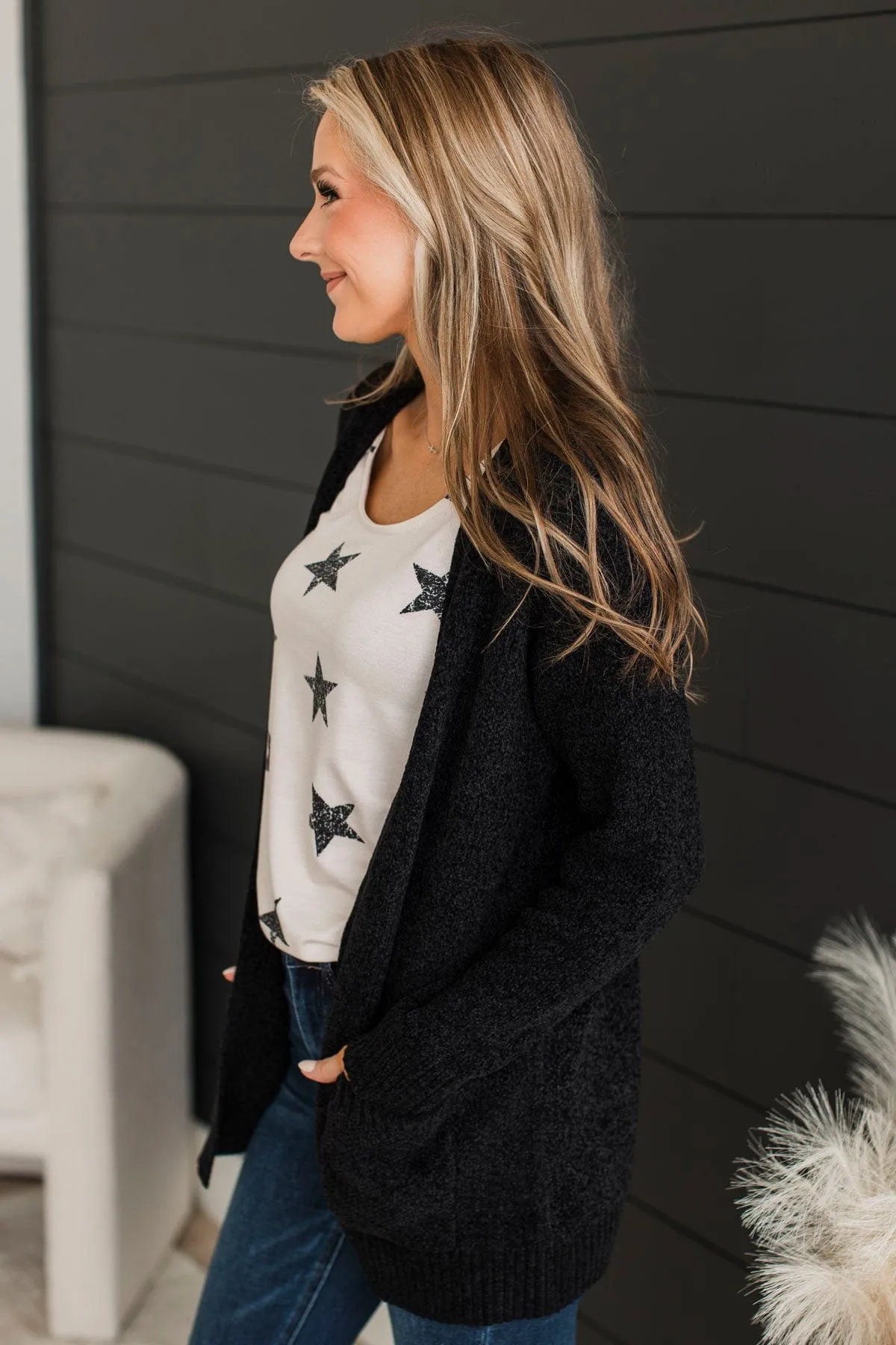 Cuddle Up To You Knit Cardigan- Black