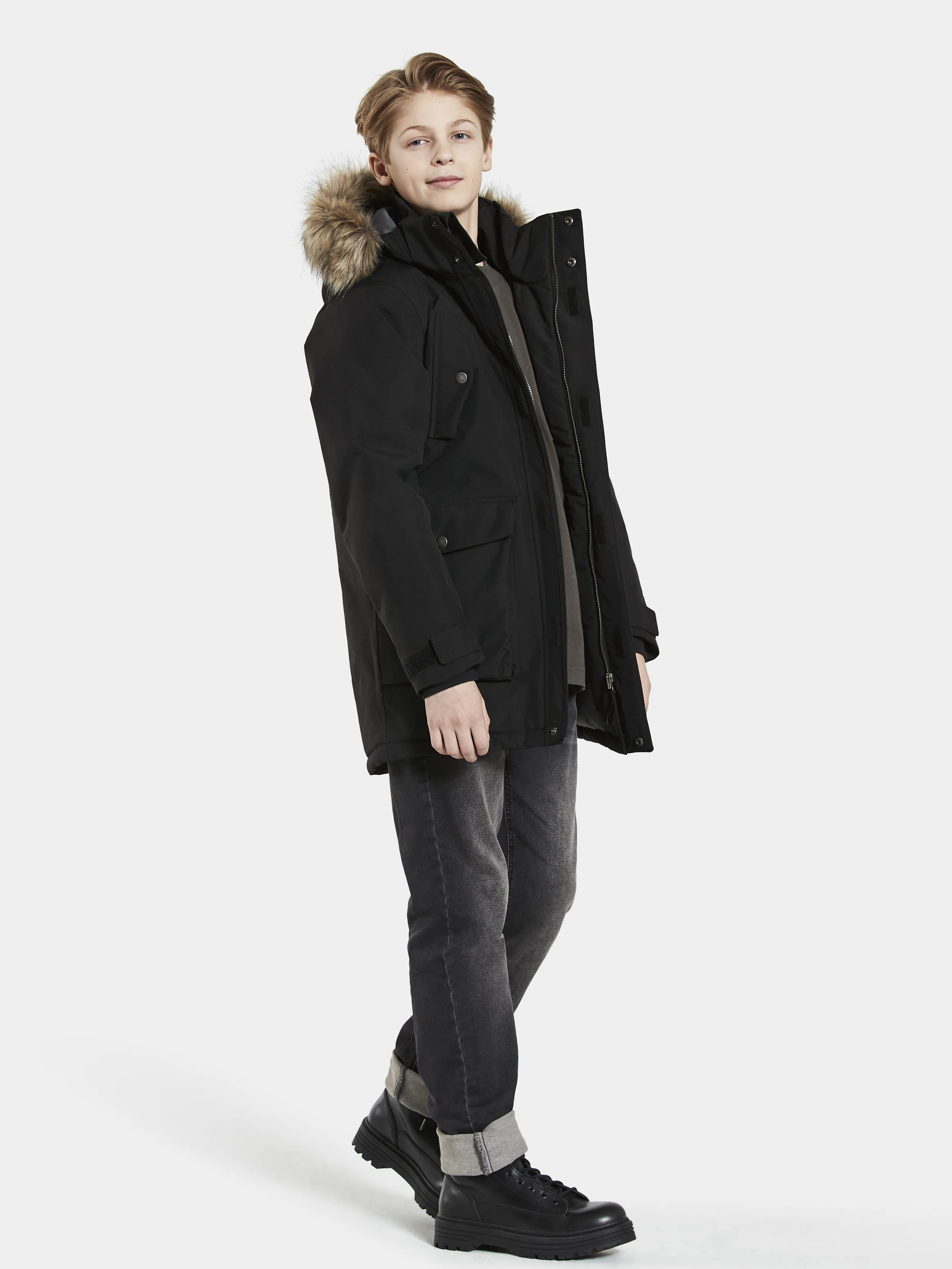 Didriksons Boy's Jerke Parka Black | Buy Didriksons Boy's Jerke Parka Black here | Outnorth