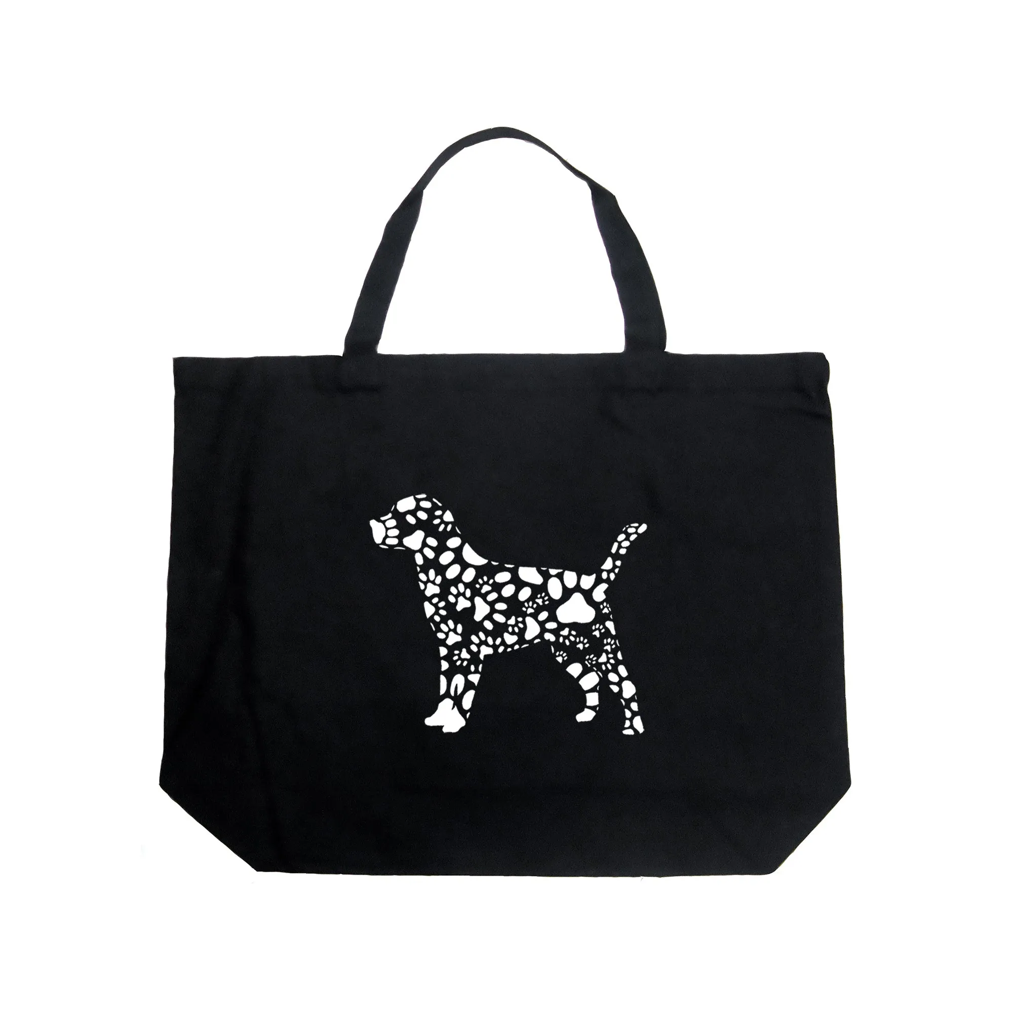 Dog Paw Prints  - Large Word Art Tote Bag