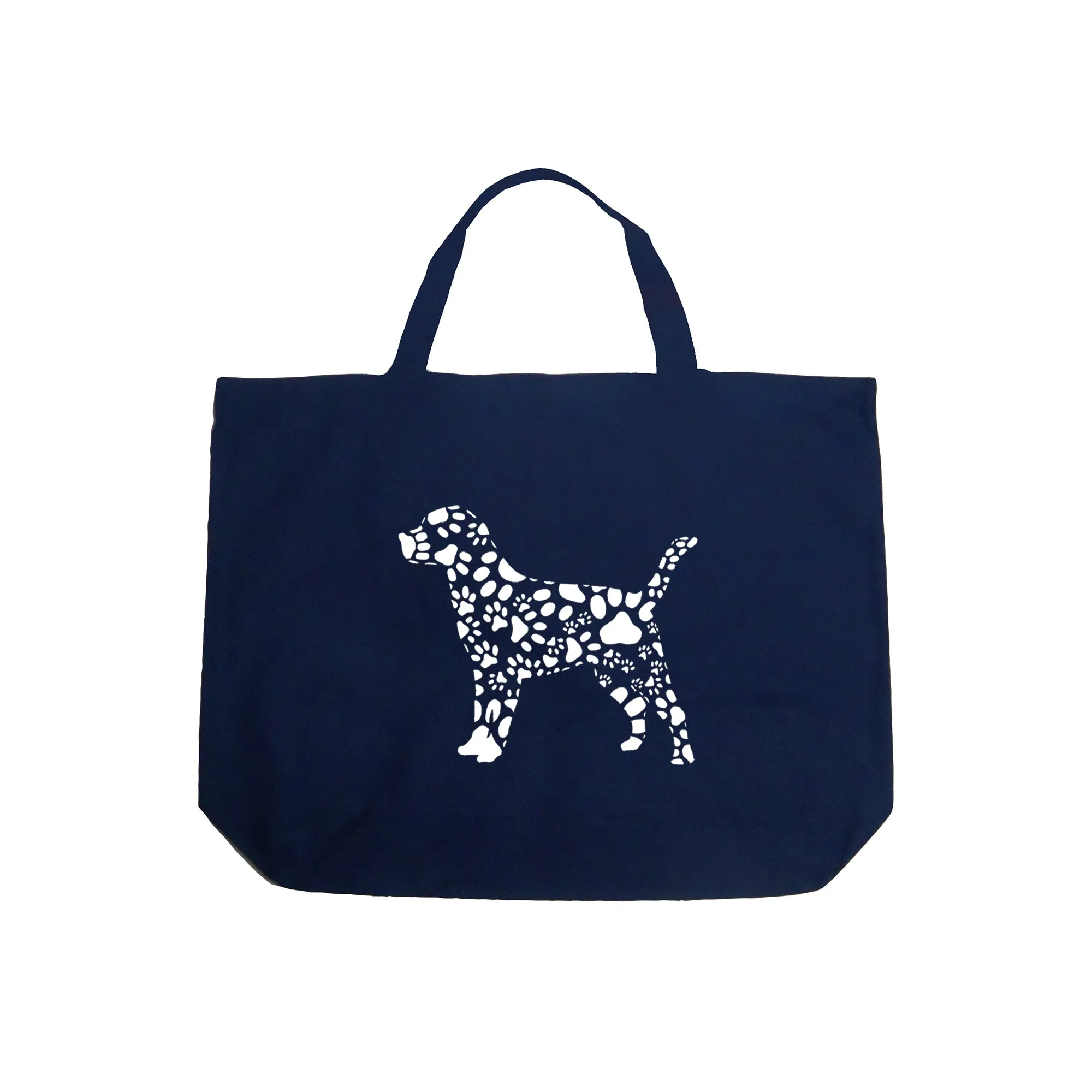 Dog Paw Prints  - Large Word Art Tote Bag