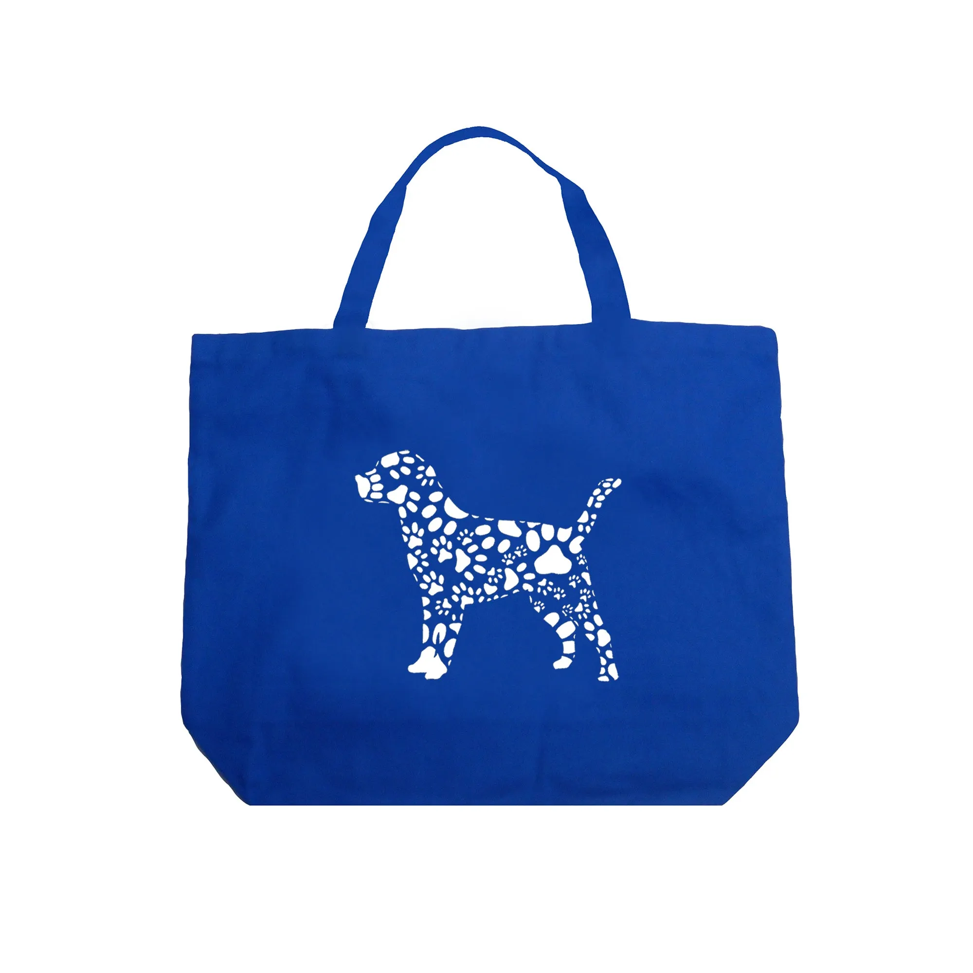 Dog Paw Prints  - Large Word Art Tote Bag