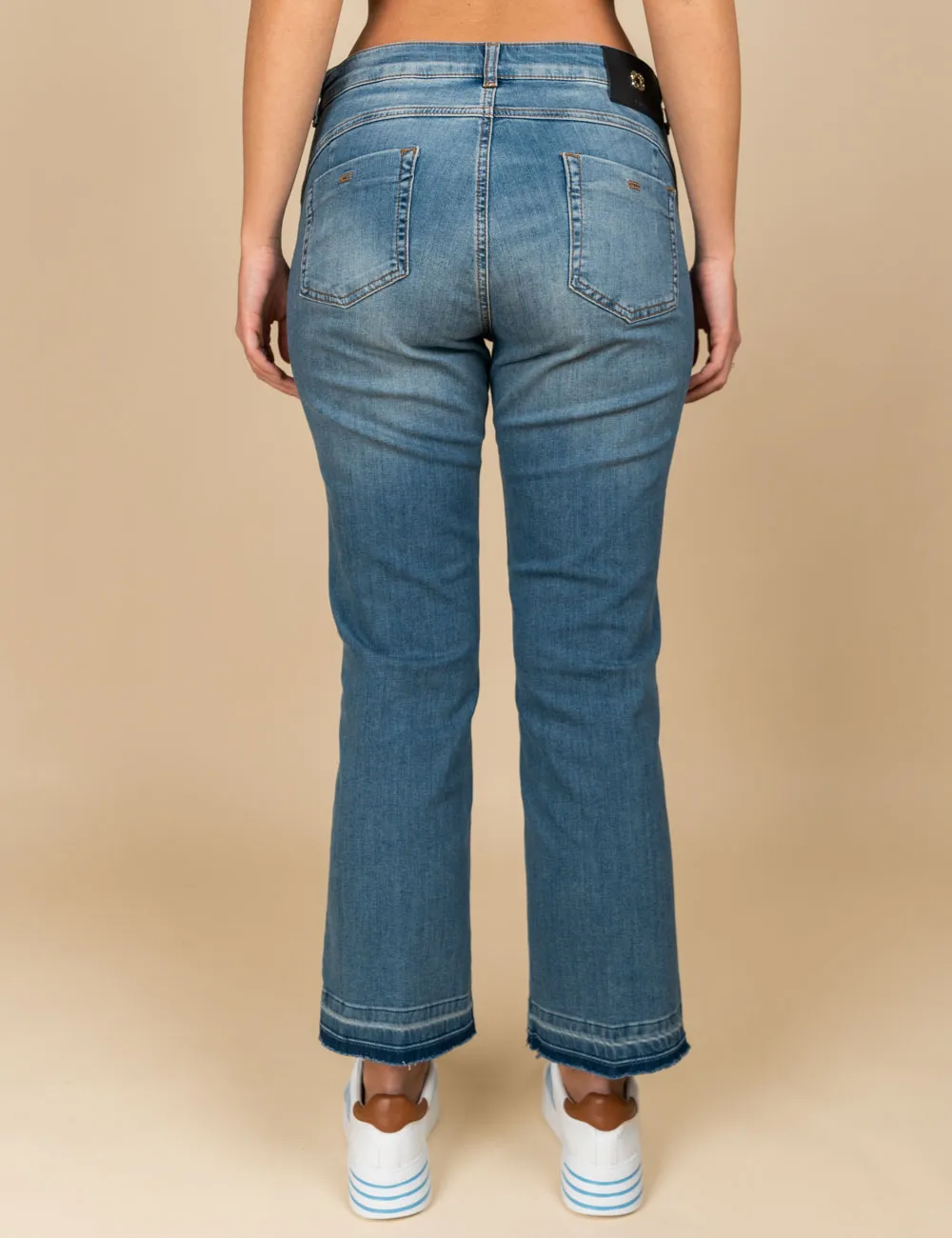 Elena Mirò - Jeans kick flare in cotone sostenibile azzurro