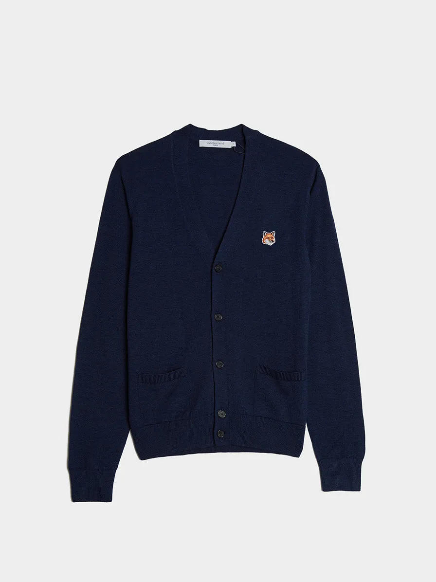 Fox Head Patch Classic Cardigan, Navy Melange