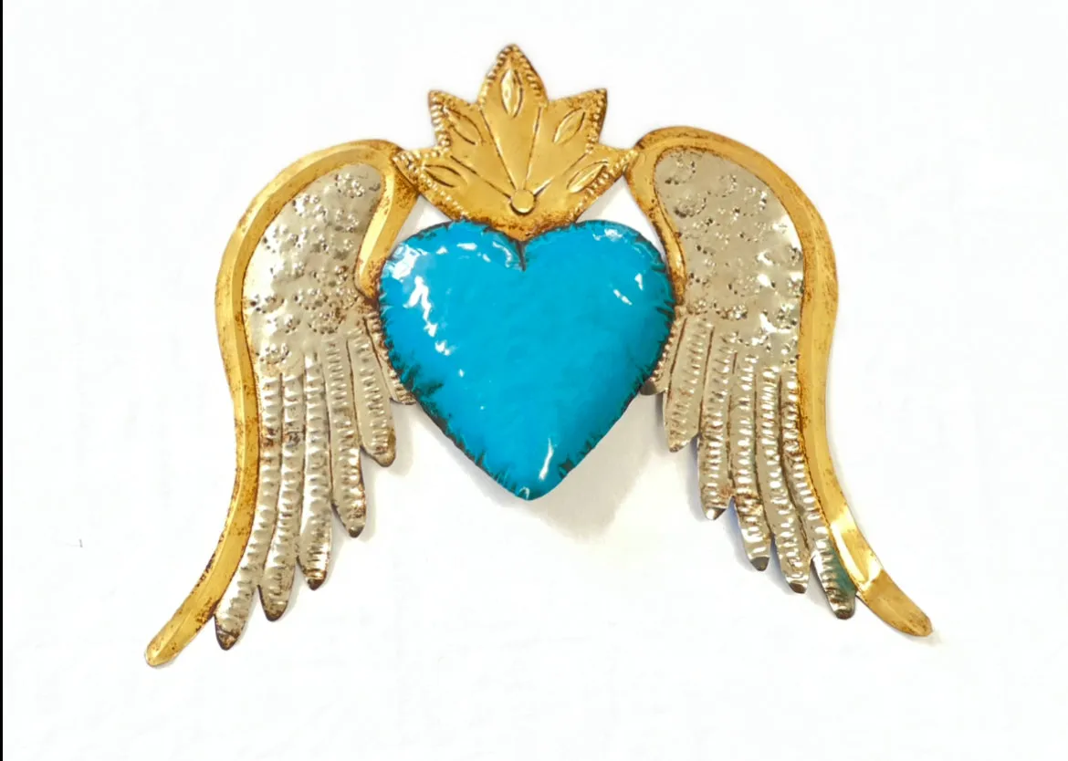 Gold Lined Scared Heart w/ Wings