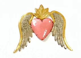 Gold Lined Scared Heart w/ Wings