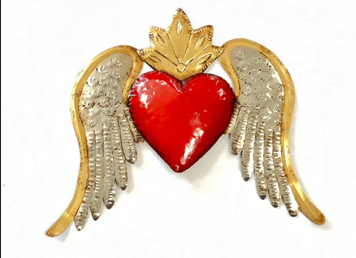 Gold Lined Scared Heart w/ Wings