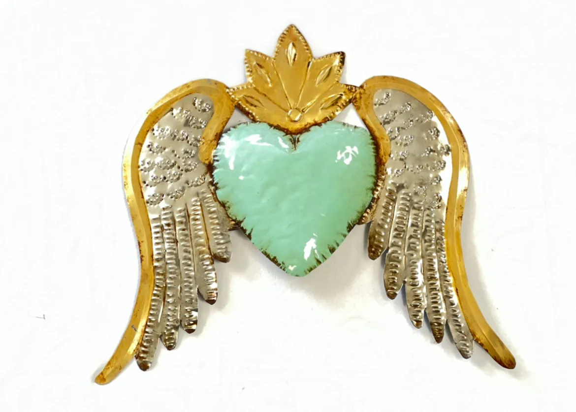 Gold Lined Scared Heart w/ Wings