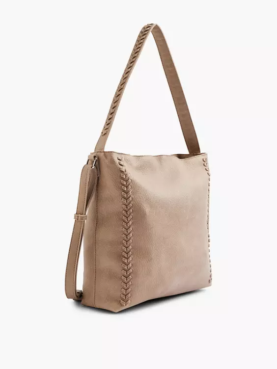 Graceland  Beige Tote Bag with Braided Detail