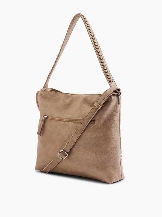 Graceland  Beige Tote Bag with Braided Detail