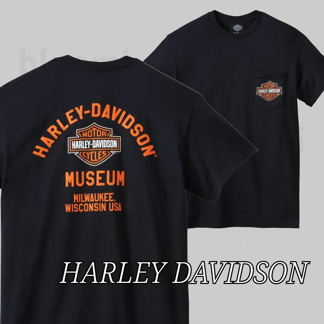 Harley Davidson  |Crew Neck Pullovers Unisex Street Style U-Neck Cotton