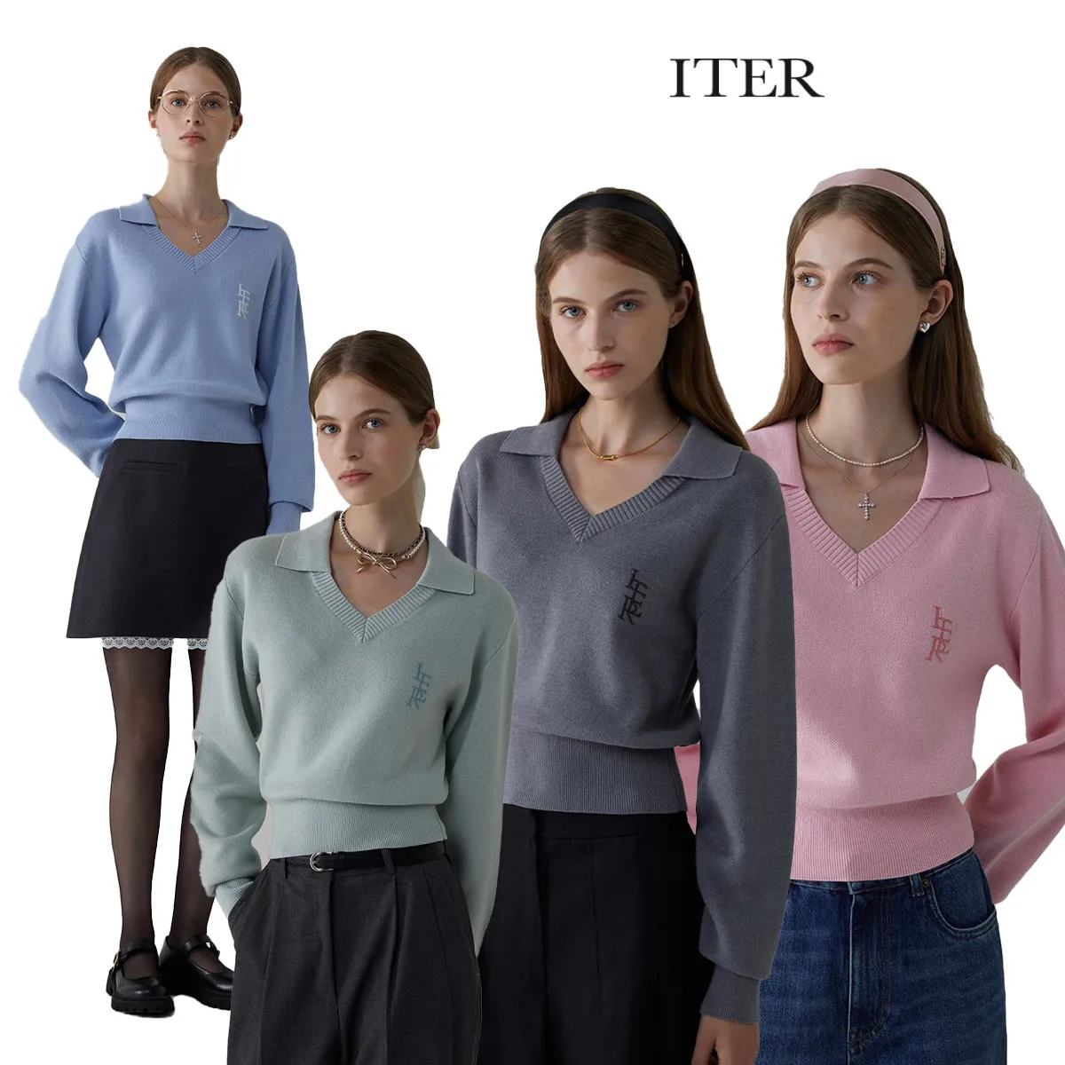 ITER  |Long Sleeves V-neck & Crew neck