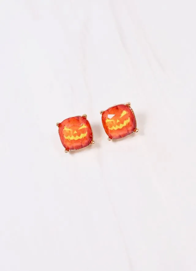 Jack o Lantern Stud Earring ORANGE