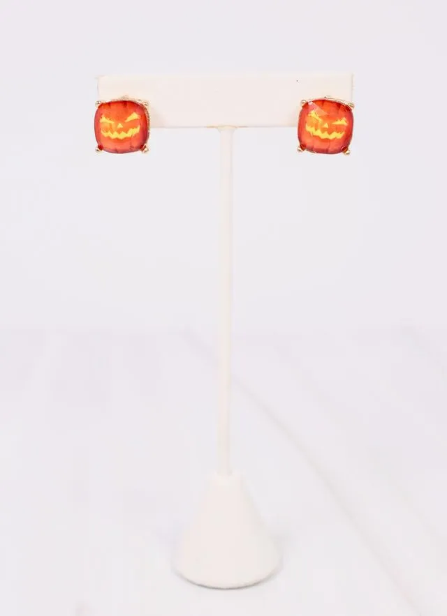 Jack o Lantern Stud Earring ORANGE