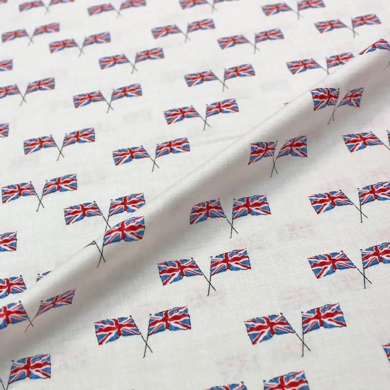 Jubilee Cotton - Cream - Crossed Flags