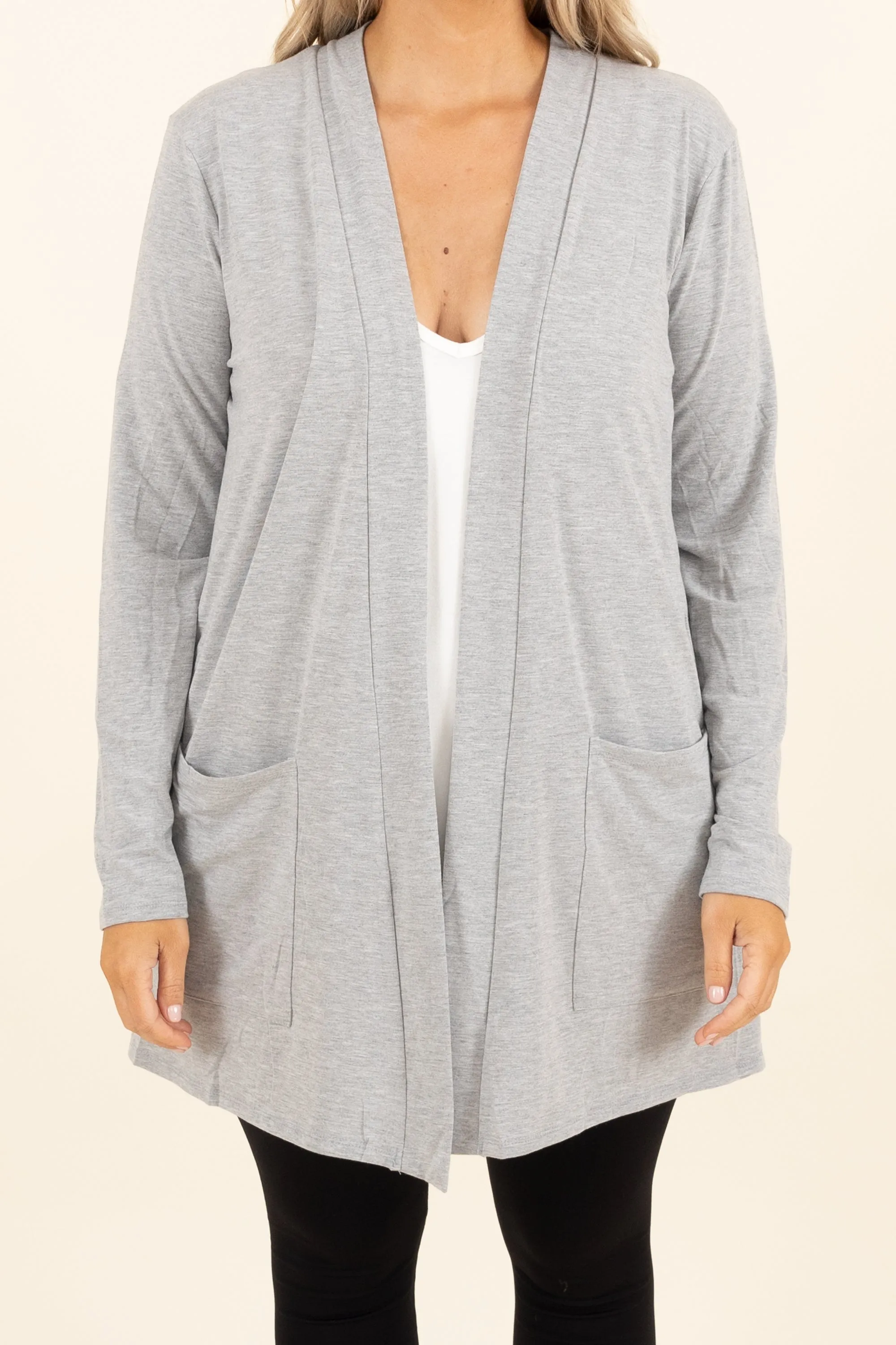 Kindness and Compassion Cardigan, Dark Heather Grey