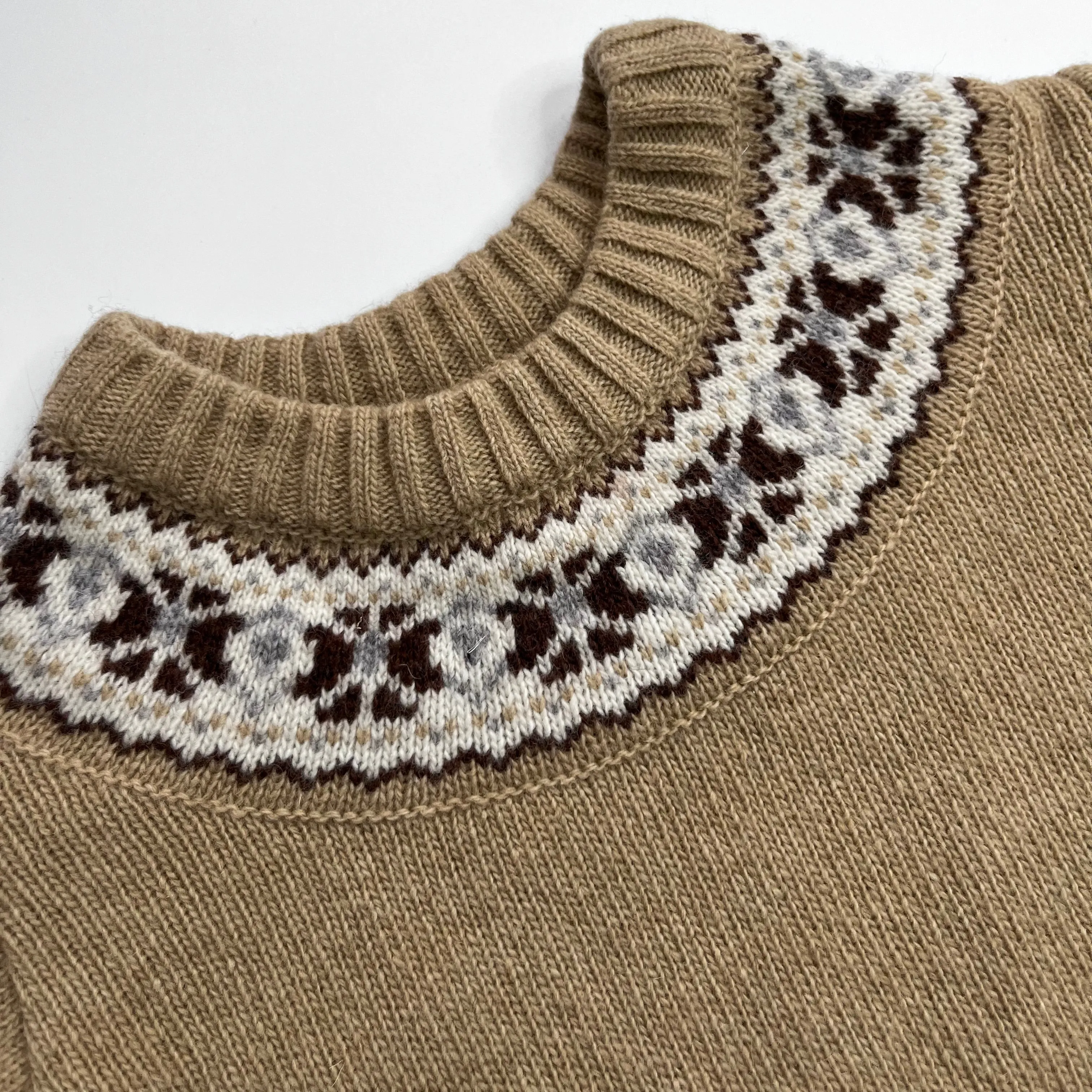 La Coqueta Beige Fairisle Intarsia Jumper: 2 Years