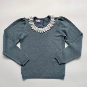 La Coqueta Blue Wool Jumper With Lace Collar: 10 Years