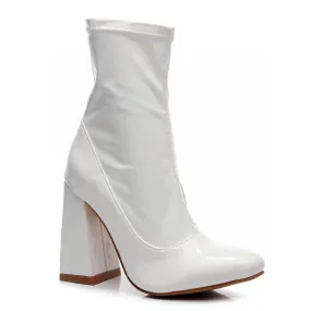 La Gogo Ankle Boot - White Wet Look - Rubber Sole