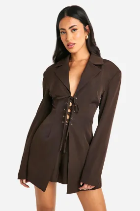 Lace Up Blazer Playsuit