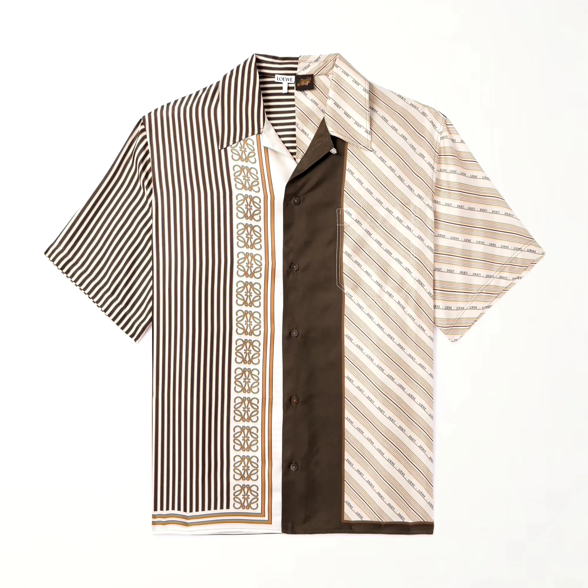 LOEWE  |Stripes Silk Long Sleeves Logo Luxury Shirts