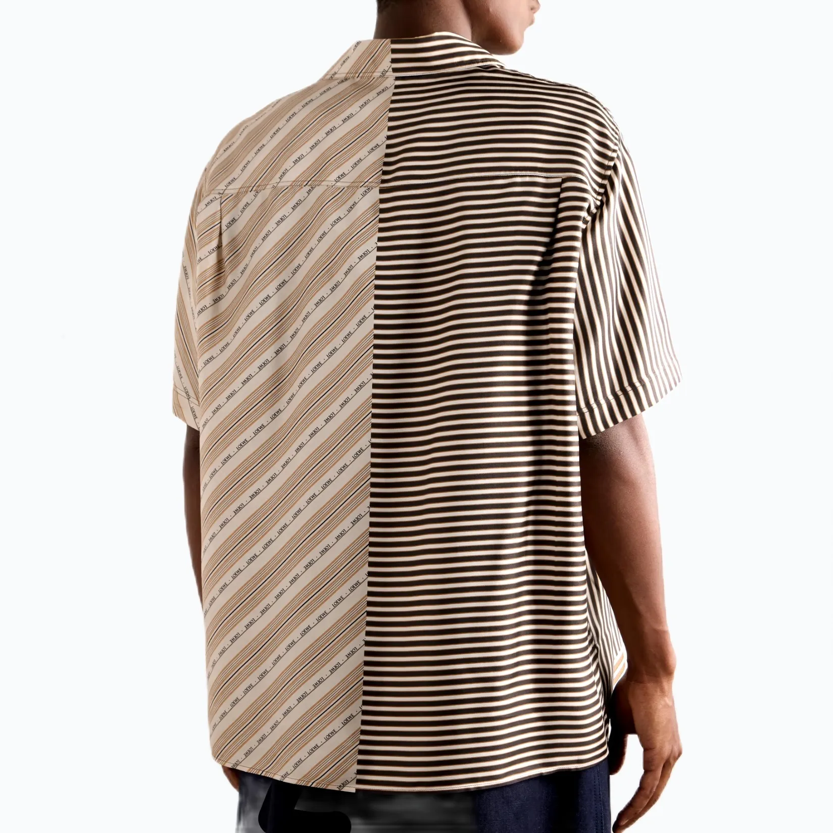 LOEWE  |Stripes Silk Long Sleeves Logo Luxury Shirts