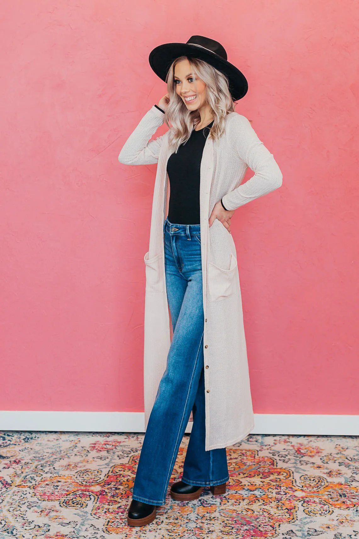 Long Open Front Pocket Cardigan - 2 Colors