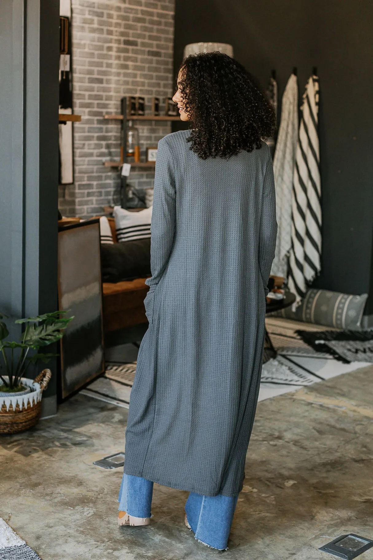 Long Open Front Pocket Cardigan - 2 Colors