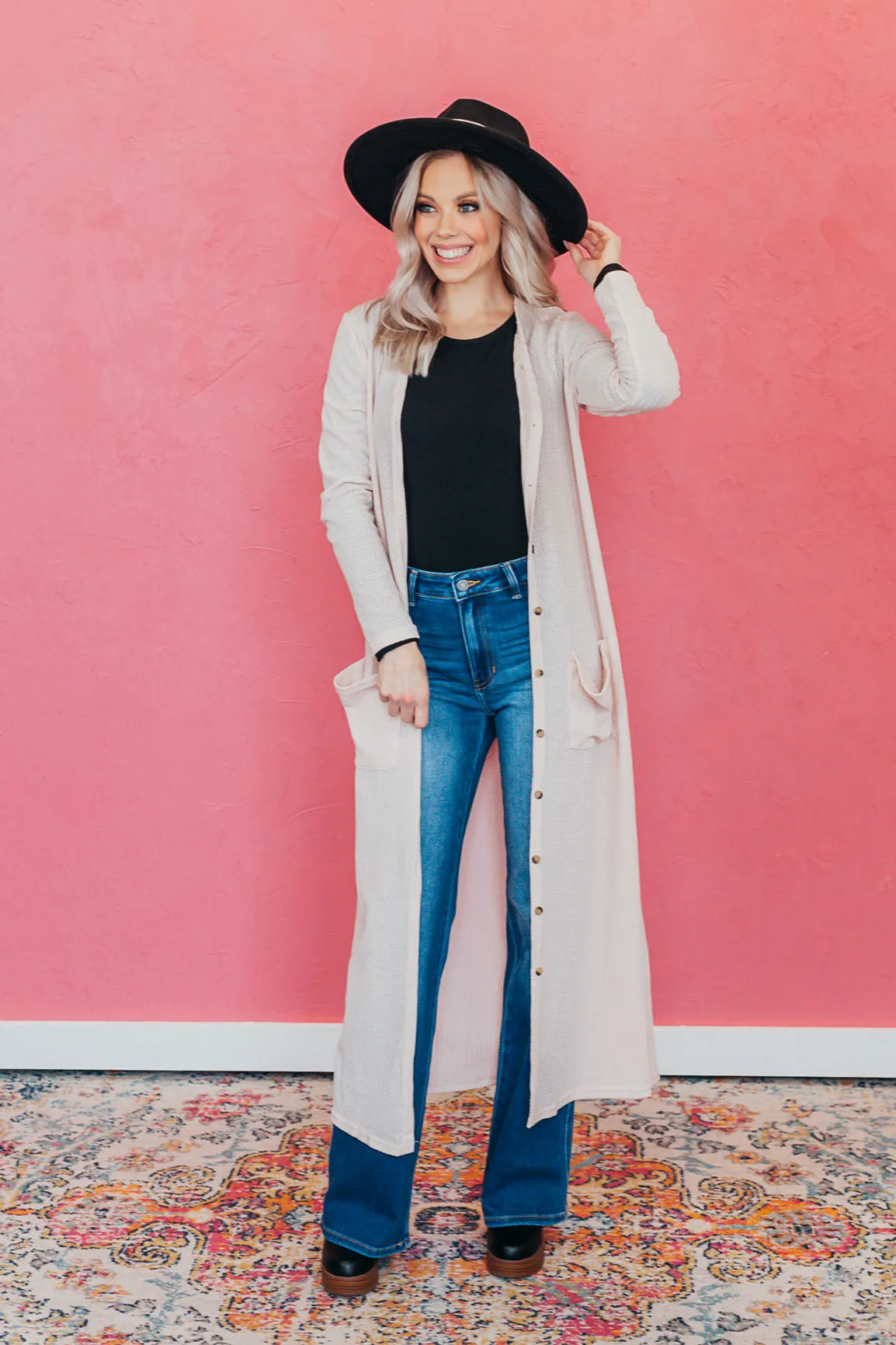 Long Open Front Pocket Cardigan - 2 Colors