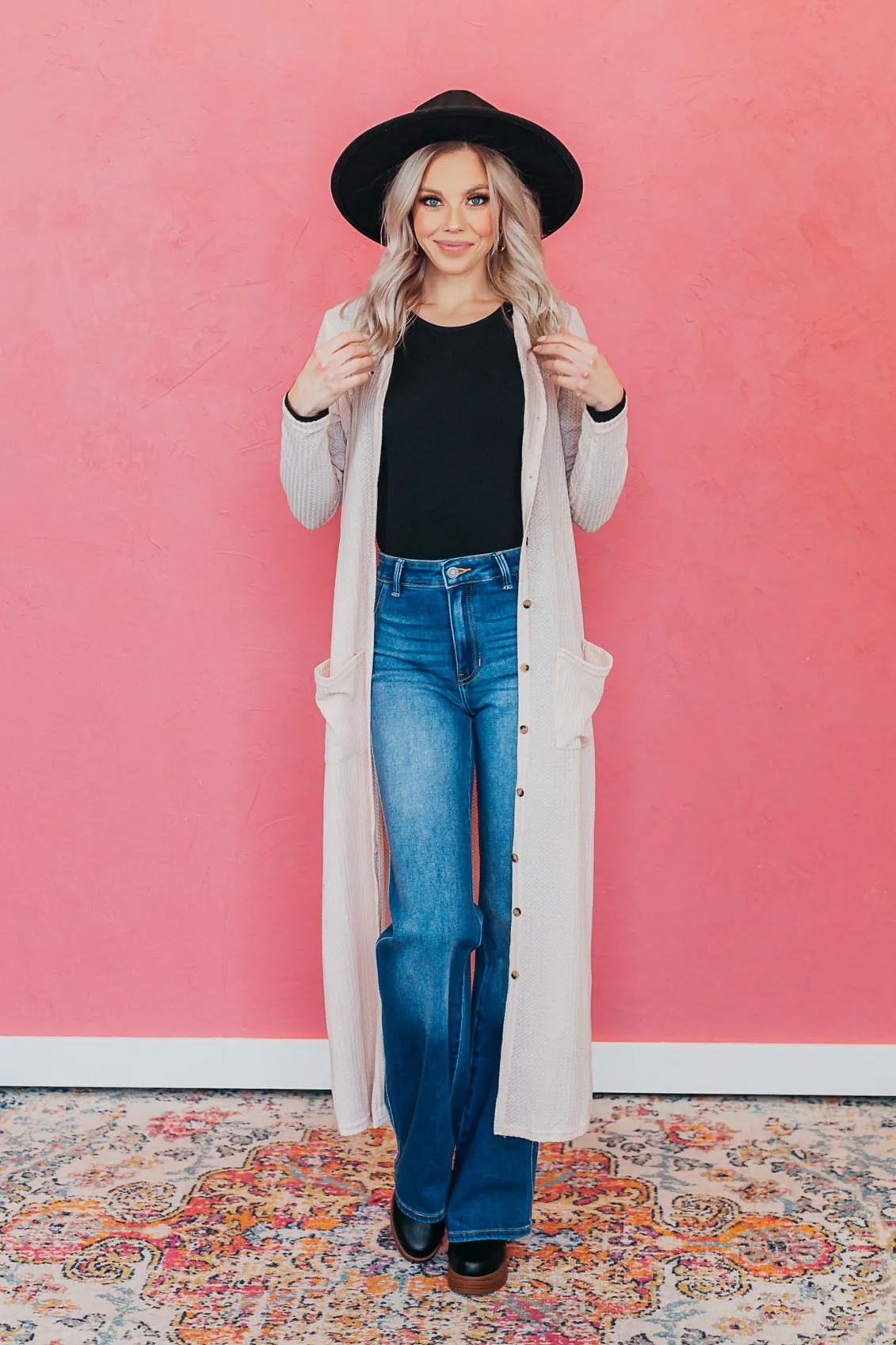 Long Open Front Pocket Cardigan - 2 Colors