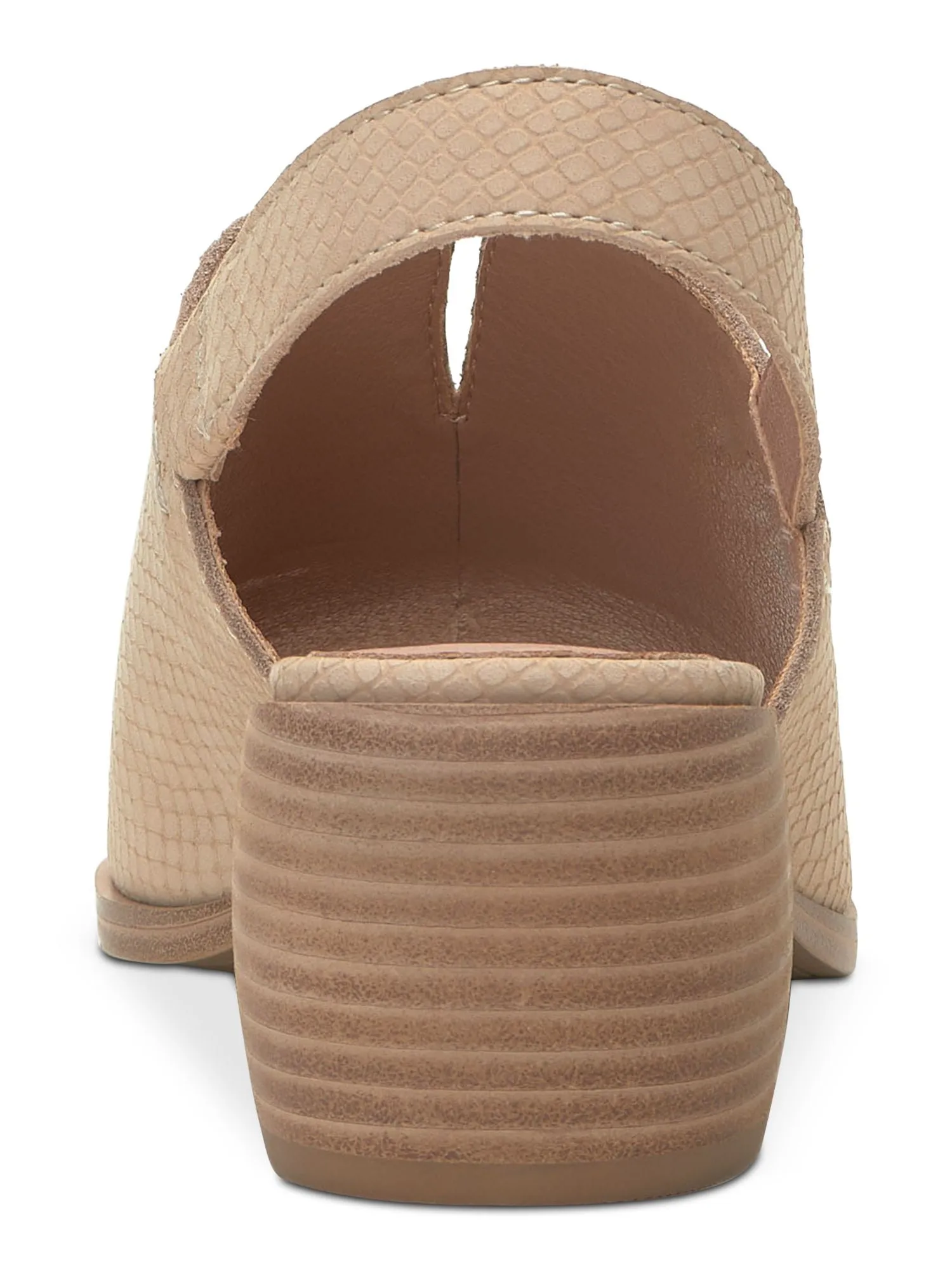 LUCKY BRAND Womens Beige V-Notch Detail At Vamp Goring Padded Jaila Round Toe Stacked Heel Slip On Leather Slingback M