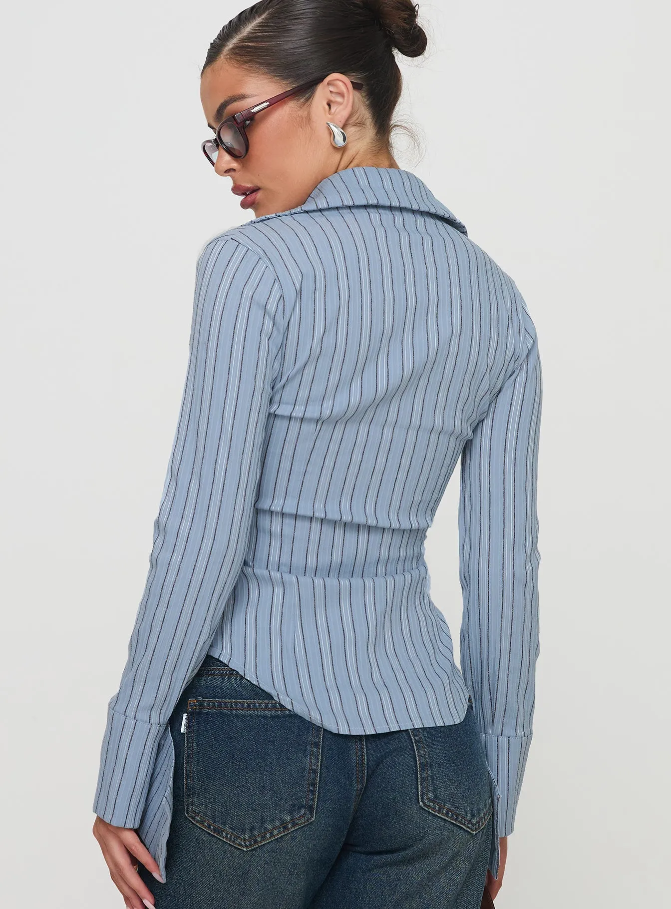 Madlin Long Sleeve Top Blue Stripe