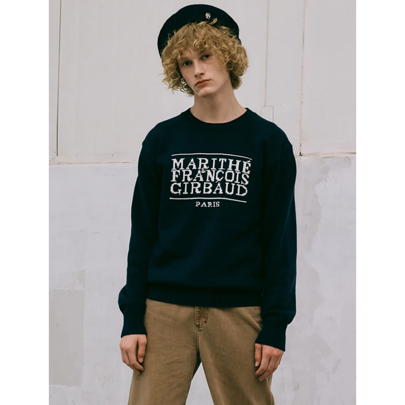 Marithe + Francois Girbaud  |Crew Neck Casual Style Unisex Wool Nylon Rib Street Style