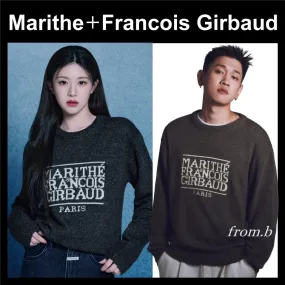 Marithe + Francois Girbaud  |Crew Neck Casual Style Unisex Wool Nylon Rib Street Style