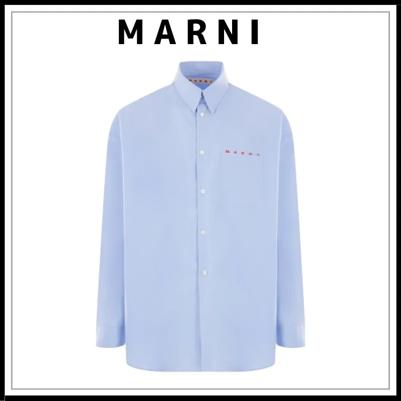 MARNI  |Long Sleeves Plain Logo Designers Shirts