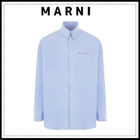 MARNI  |Long Sleeves Plain Logo Designers Shirts