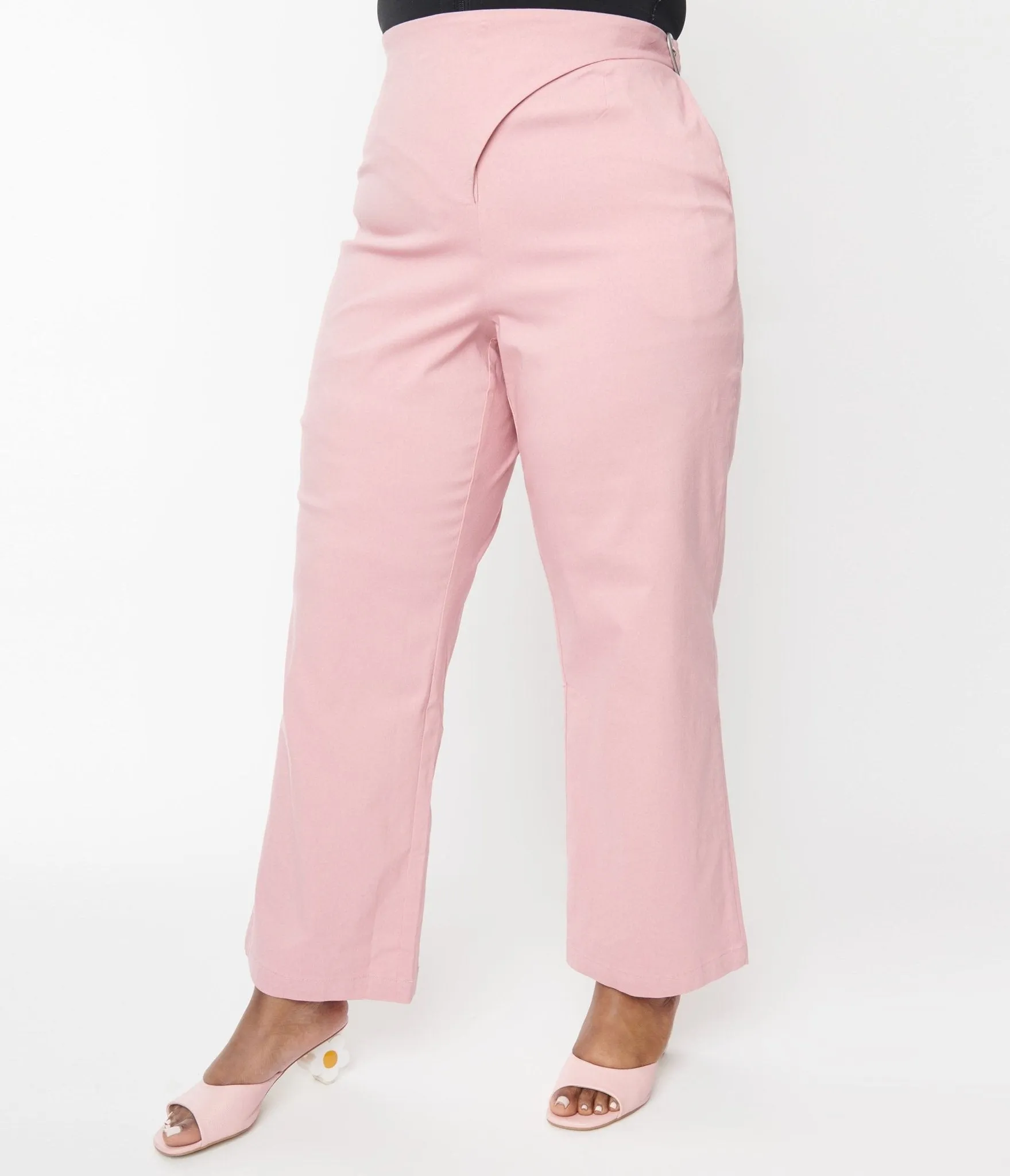 Mauve Pink Heart Buckle Pants