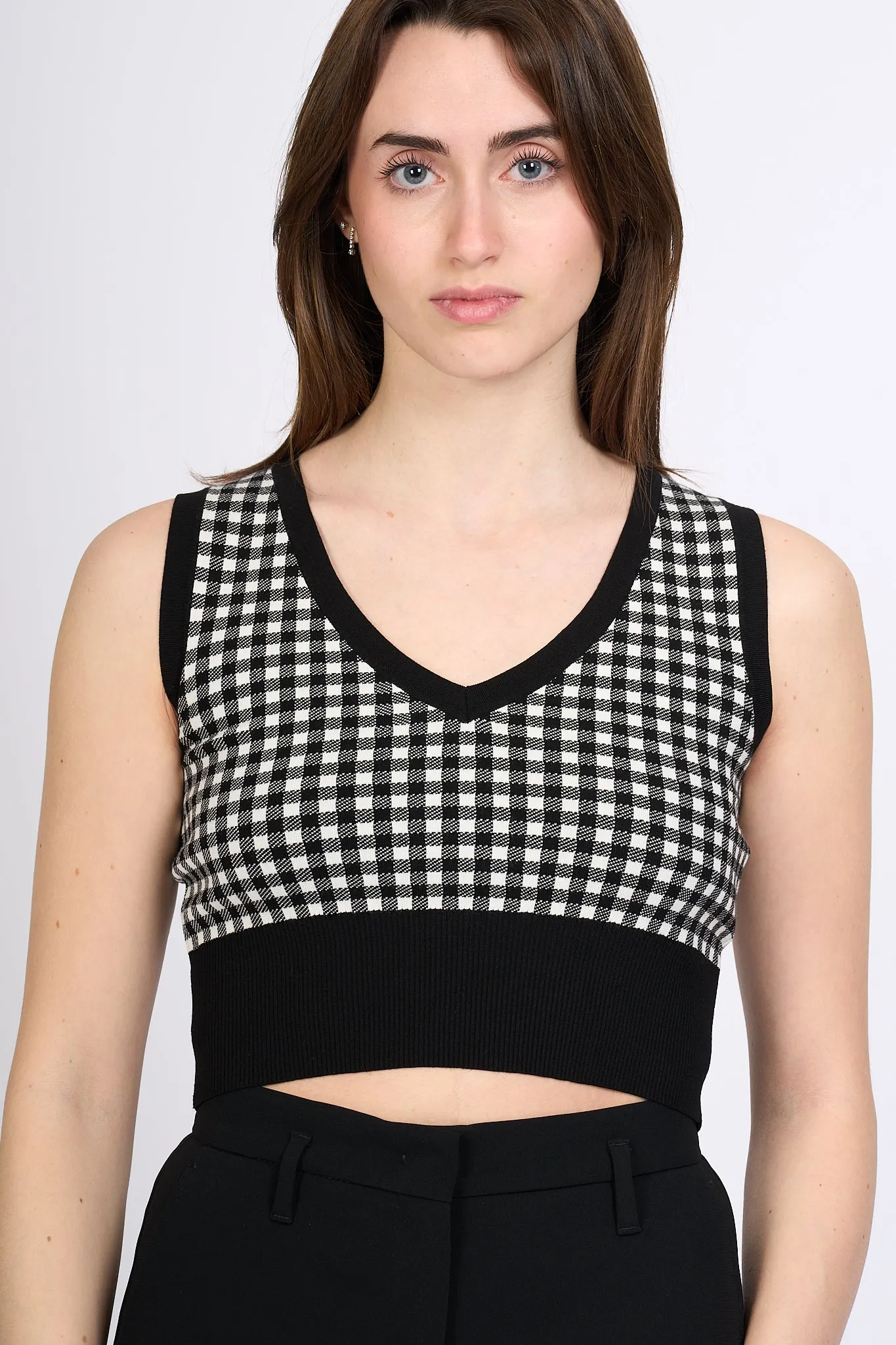 Max Mara Top Veleno Cropped Bianco/Nero Donna