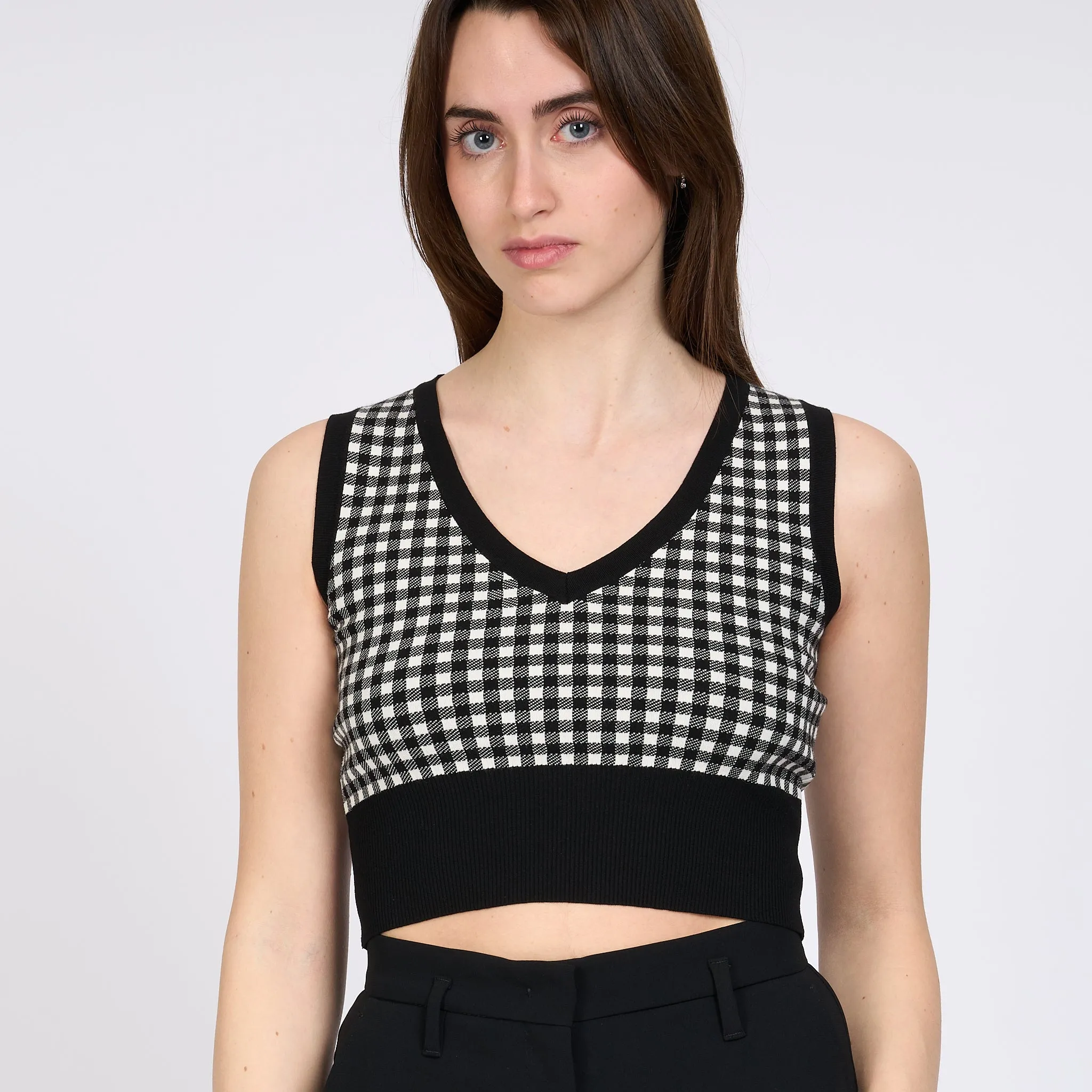 Max Mara Top Veleno Cropped Bianco/Nero Donna