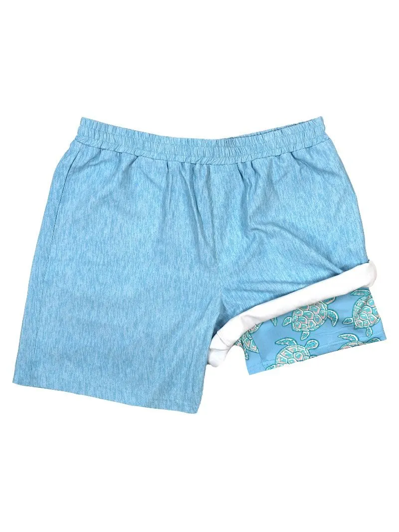 Men's Lined Shorts in Blue Turtle