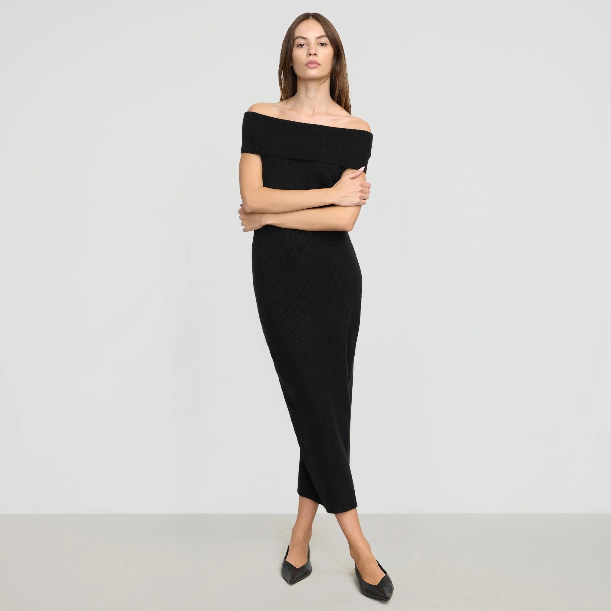 Micah Off-Shoulder Sweater Dress | Black