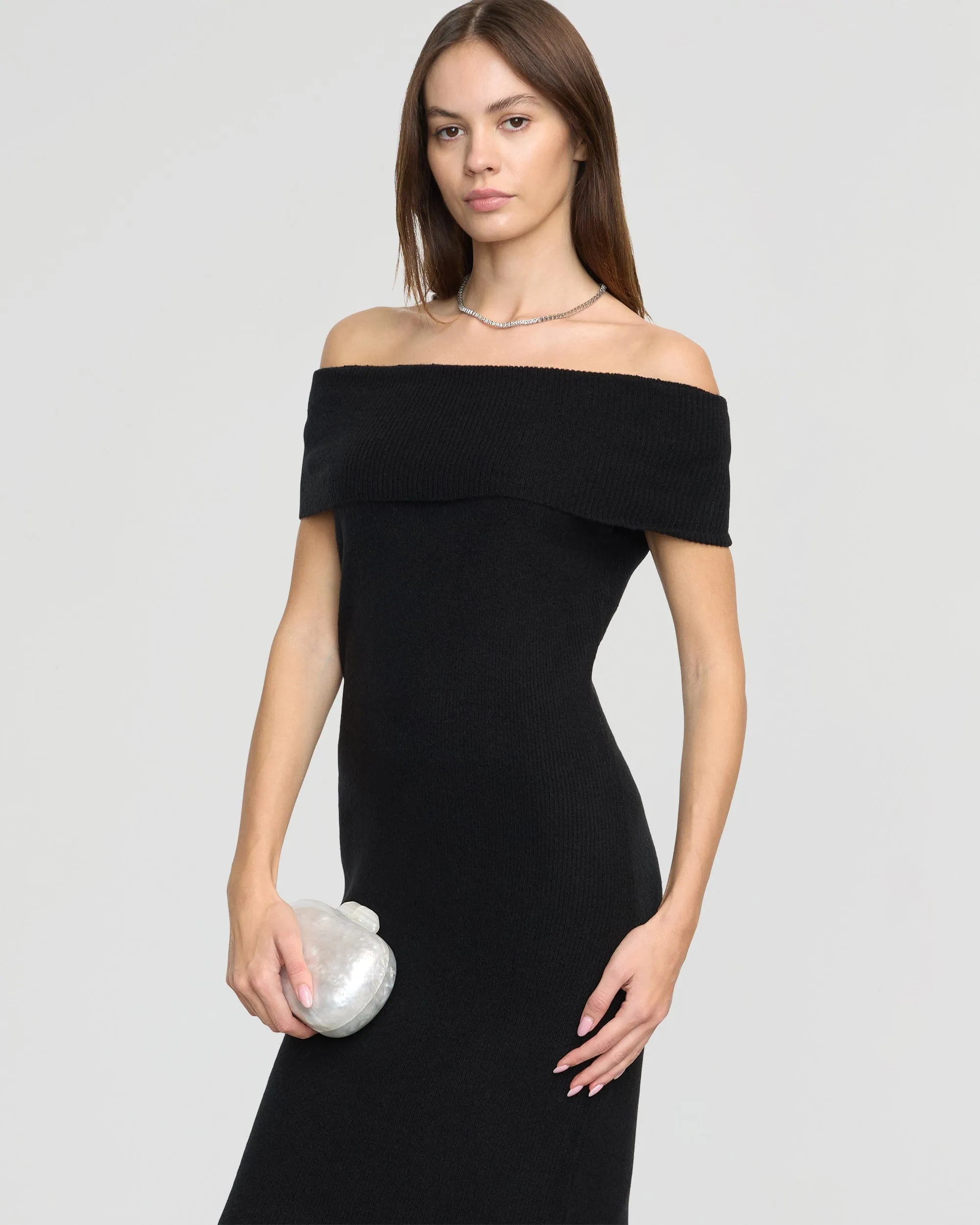 Micah Off-Shoulder Sweater Dress | Black