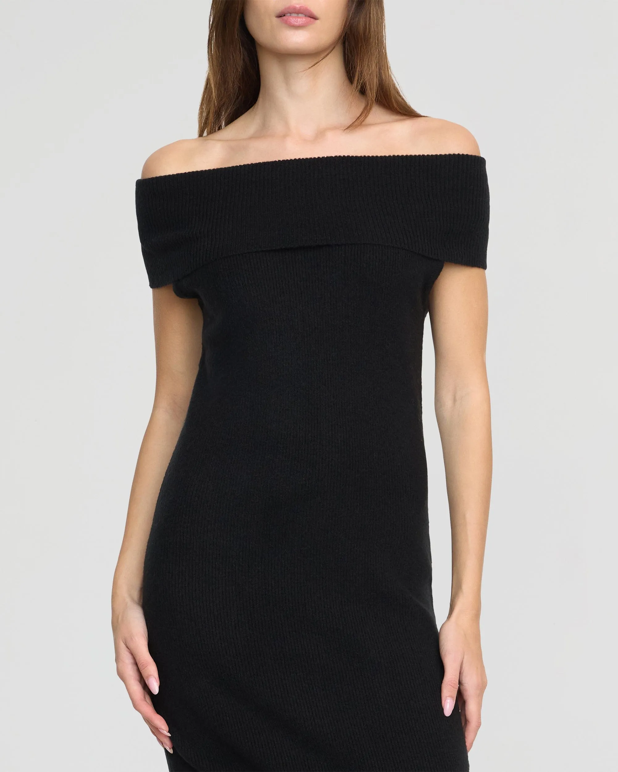 Micah Off-Shoulder Sweater Dress | Black